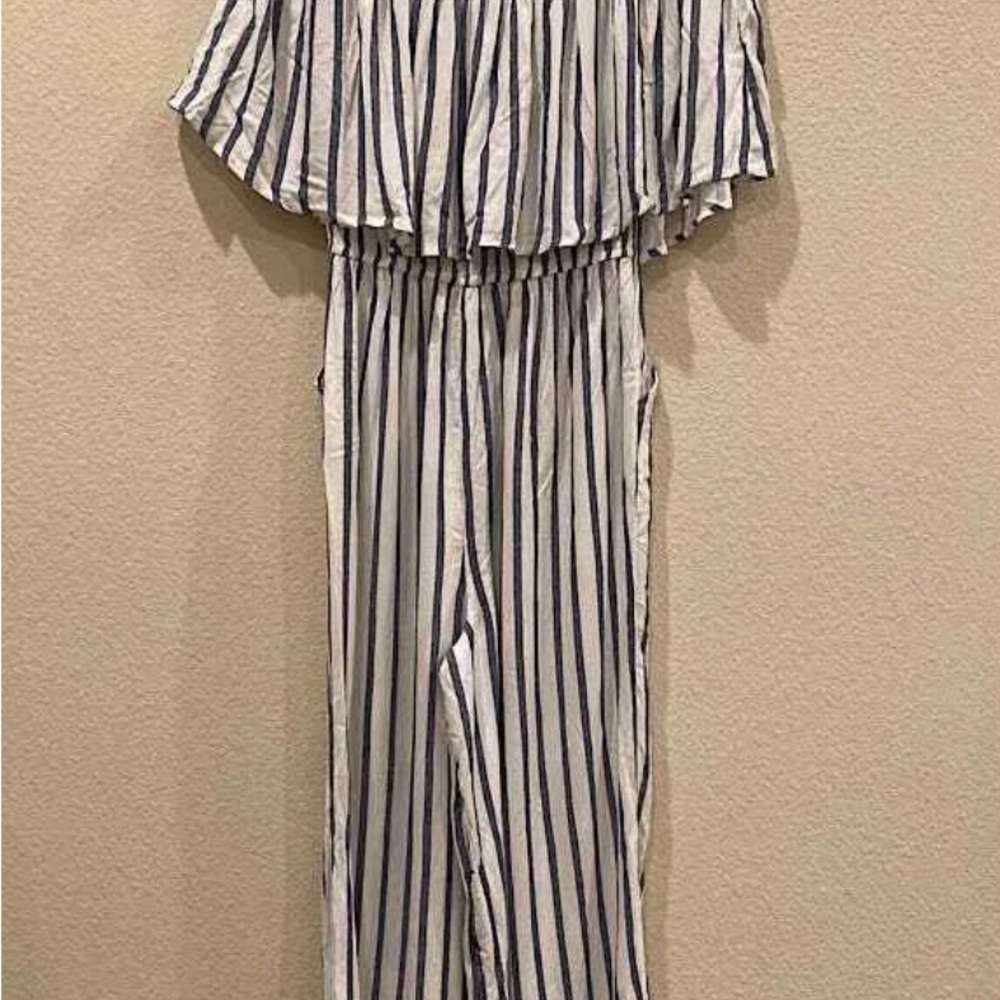 Mud Pie Navy and White Striped Jumpsuit- Still has tags #NWT